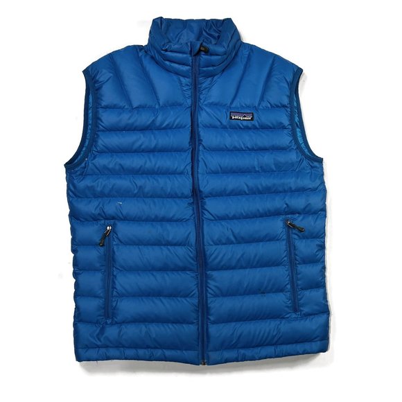Patagonia Down Sweater Vest Mens Small Blue‎ Full Zip Puffer 84261